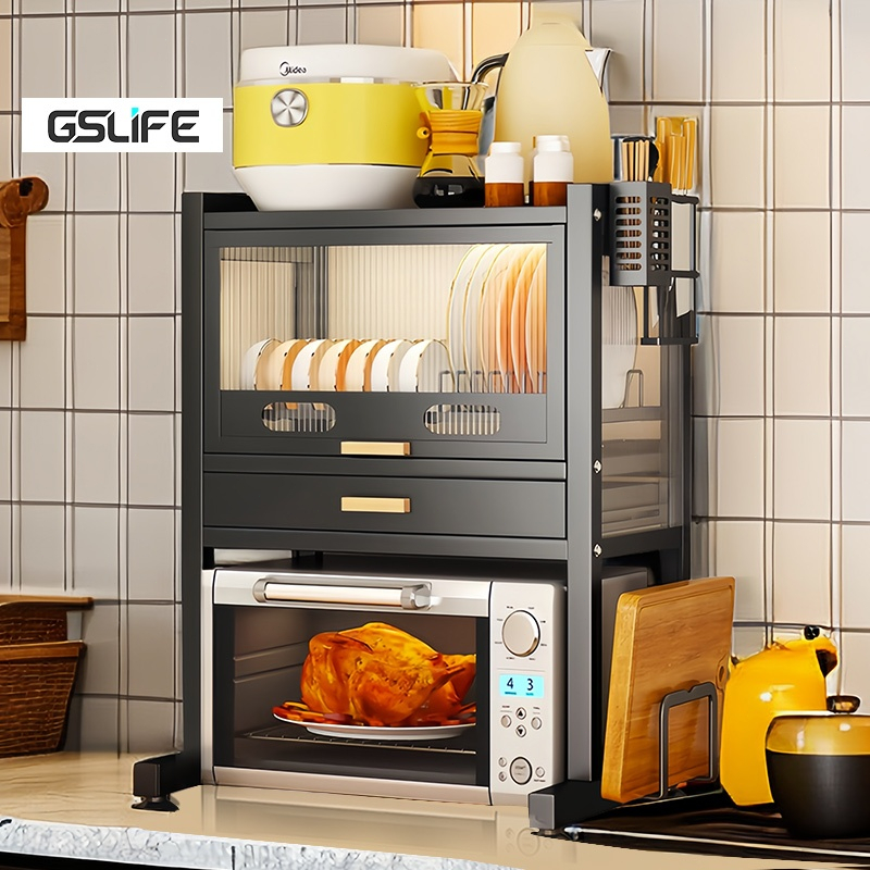 Gslife Kệ Tủ Để Đồ Có Khay Hứng Nước-Kệ Nha Bếp Kệ Lò Vi Sóng Tấm Tổ Chức Lưu Trữ Với Ngăn Kéo