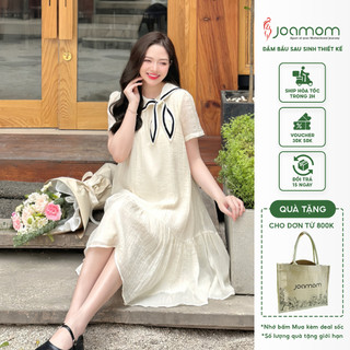 Váy đầm bầu tơ Joamom thiết kế đuôi cá cổ nơ thủy thủ JVB012