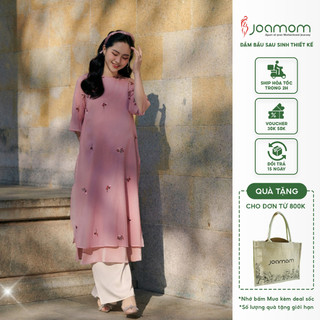 Joamom - Áo dài bầu thiết kế thêu hoa dáng suông diện Tết cao cấp Ad060