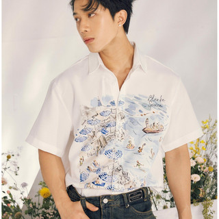 Blankespace áo sơ mi tay ngắn bea shirt thời trang nam nữ unisex vải cotton