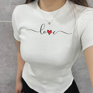 Áo thun baby tee in chữ Love kiểu cách sang trọng, áo babytee kiểu nữ ôm gọn chất cotton co dãn 2 chiều basic ba027