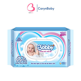 Khăn Giấy Ướt Bobby không hương 100 tờ cho bé