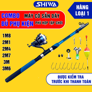 Bộ Cần Câu Máy Shimano Rút Gọn Đầy Đủ Phụ Kiện, Cần Câu Cá Giá Rẻ Đủ Size 1M8/2M1/2M4/2M7/3M Shiwa