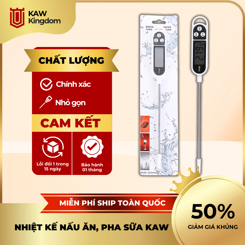 Nhiệt kế nấu ăn KT300 đo nhiệt độ nước, pha sữa, an toàn, độ chính xác cao KAW KINGDOM