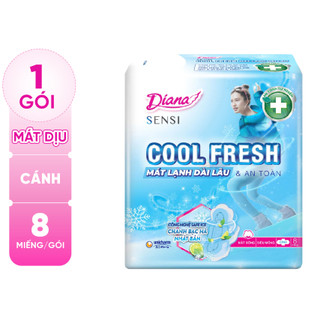 [CHE TÊN] Băng vệ sinh Diana SenSi Cool Fresh siêu mỏng cánh gói 8 miếng