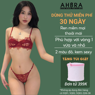 Set đồ lót nữ ren sexy ahbra g86 có gọng không mút phối lụa satin