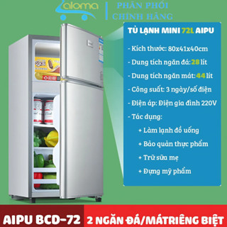  Tủ Lạnh Mini 72 Lít AIPU 2 Ngăn Làm Đá Bảo Quản Thực Phẩm Tiện Lợi Dành Cho Sinh Viên Và Gia Đình 