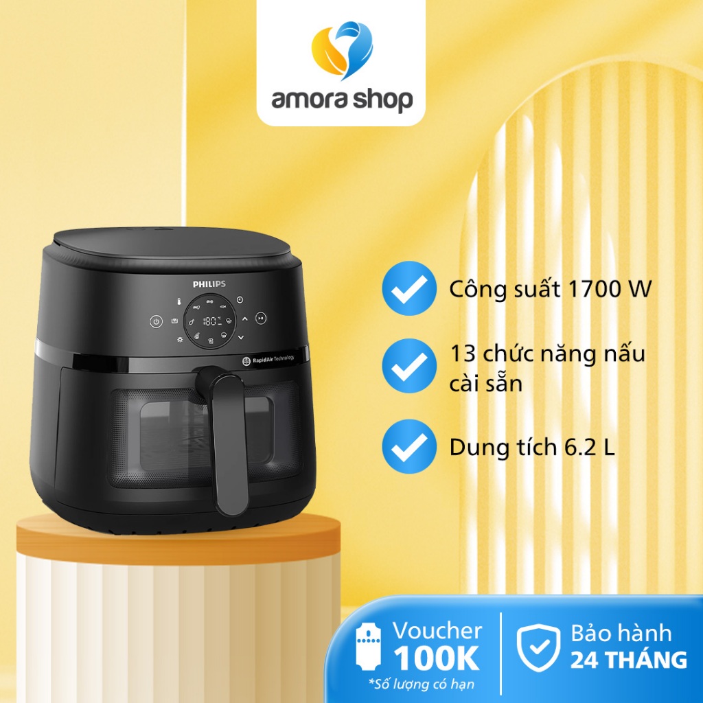 Nồi Chiên Không Dầu PHILIPS NA230/00, Dung Tích 6.2 L, 13 Chức Năng Nấu - Bảo Hành 24 Tháng