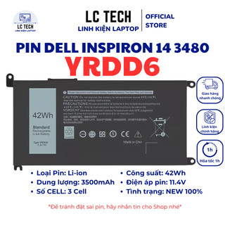 Pin zin dell inspiron 14 3480 5481 5482 5490 5493 5498, vostro 14 3480 3481 3482 3490 3491 3493 5481 yrdd6 zin - lc tech