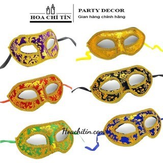 Mặt nạ hóa trang halloween che mặt trơn tròn phủ ren