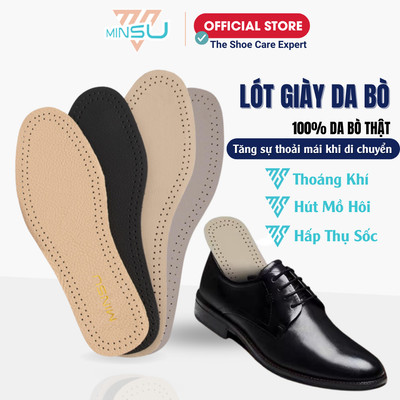 Lót Giày Da Bò Thật 100% MINSU M4028 Nam Nữ Thoáng Khí, Hấp Thụ Sôc, Thấm Hút Mồ Hôi