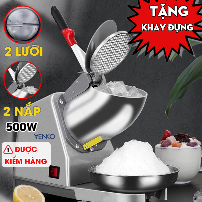 [Chính Hãng] Máy Bào Đá Tuyết - Máy Xay Đá 2 Lưỡi - 2 Lắp Venko Làm Sinh Tố, Siro Mẫu Mới 2024 Nhanh, Mịn Hơn