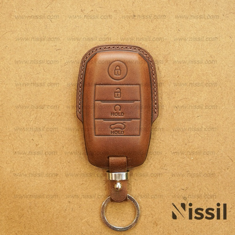 Bao da KIA Seltos 2022 - 4 nút - Da bò Vachetta - bao da chìa khoá ô tô