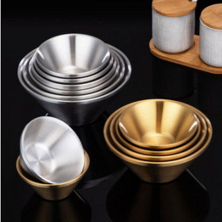 Bát inox 2 lớp cách nhiệt Tô inox 304 mạ vàng trộn salad dựng chè Bingsu Hàn Quốc