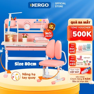 [Mới 2024 - Voucher 500K] Bộ Bàn Học Cho Bé DERGO A80 - C2D Cao Cấp Kích Thước 80cm Chống Gù Chống Cận Nâng Hạ Trục Quay