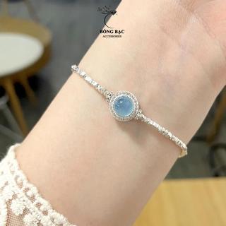 Lắc tay nữ Bống Bạc chuỗi hạt bạc đá Aquamarine phong cách nhẹ nhàng thanh thoát LT0.70