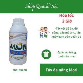 Tẩy đa năng MORI - Đánh bay các vết bẩn trên quần áo như lem màu, mỡ âm, vết thức ăn, 500ml
