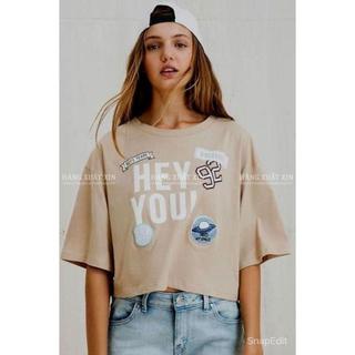 Áo phông áo thun nữ dáng lửng G@P in họa tiết 3 màu vải cotton mềm mát