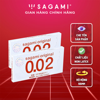Combo 2 hộp bao cao su Sagami 002 siêu mỏng non latex hộp 2 chiếc