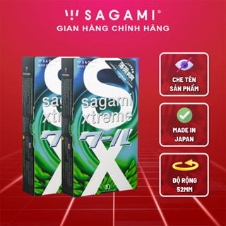 Combo 2 hộp bao cao su Sagami Spearmint kéo dài thời gian hương bạc hà hộp 10c