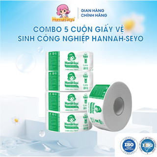 Combo 5 cuộn Giấy vệ sinh công nghiệp Hannah Seyo 700gr, dai mềm thấm hút, không chất tẩy trắng
