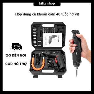 Máy Bắt Vít Cầm Tay Máy Khoan Pin đóng hộp 48 chiếc Mini Bắt Vít Đa Năng Gia Dụng Thông Minh Có đèn LED