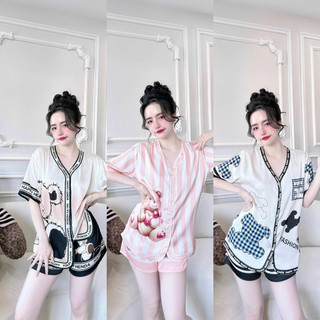 Đồ bộ nữ, bộ mặc nhà pijama đùi chất lụa latin cao cấp