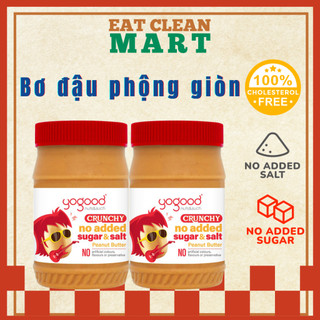 BƠ ĐẬU PHỘNG GIÒN KHÔNG ĐƯỜNG, KHÔNG MUỐI Yogood Crunchy Peanut Butter NO ADDED SUGAR Hộp 453g