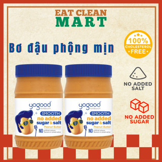 Bơ đậu phộng không đường, không muối mịn Yogood Smooth Peanut Butter NO ADDED SUGAR Hộp 453g