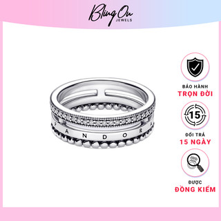Nhẫn pandora pandora signature logo pavé & beads ring - nhẫn 8073 sv - giao hàng nhanh