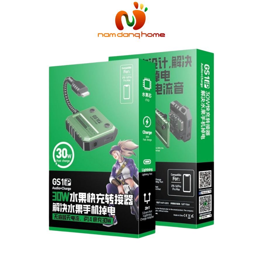 Cáp Chuyển Đổi Plextone GS1 2in1 Chia Cổng Sạc Và Tai Nghe 3,5, C to C Hỗ Trợ Sạc 30W đến 60W