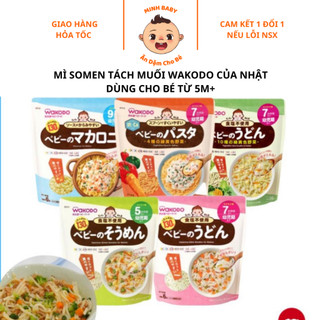 Mì somen cho bé từ 5 tháng tuổi, mì ăn dặm cho bé 7 tháng, mì somen tách muối wakodo của nhật, Minh Baby Store