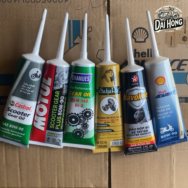 Nhớt láp, Dầu hộp số các loại xe tay ga Motul, Castrol, Havoline, Shell chính hãng