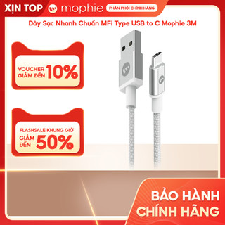 Dây sạc nhanh chuẩn mfi type usb-a to c mophie 3m - bh chính hãng