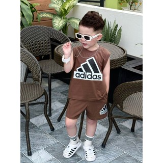 S­et tank top das viền trắng bé trai , bộ ba lỗ das ba sọc trẻ em unisex , Kid_genz