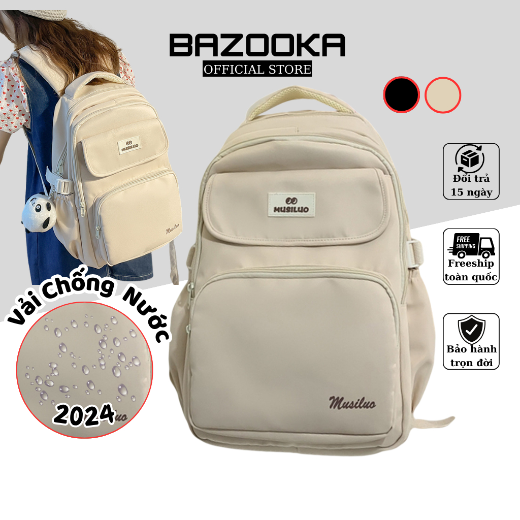 Balo nữ đi học BAZOOKA balo ulzzang basic đựng laptop 15.6 inch nhiều ngăn chống nước BL11