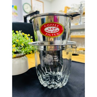  SALE  Bộ phin pha cafe + đế xô thủy tinh 1lít chất liệu dày dặn đảm bảo an toàn 