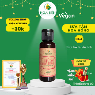 Sữa Tắm Hoa Hồng 50ml - Hoa Nén - Vegan - Làm sạch, dưỡng ẩm, size bỏ túi du lịch