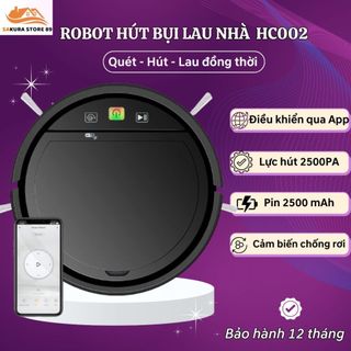 Robot hút bụi lau nhà thông minh tự động HC002 sạc tự động cảm biến chống rơi tốt như robot hút bụi xiaomi, ecovacs