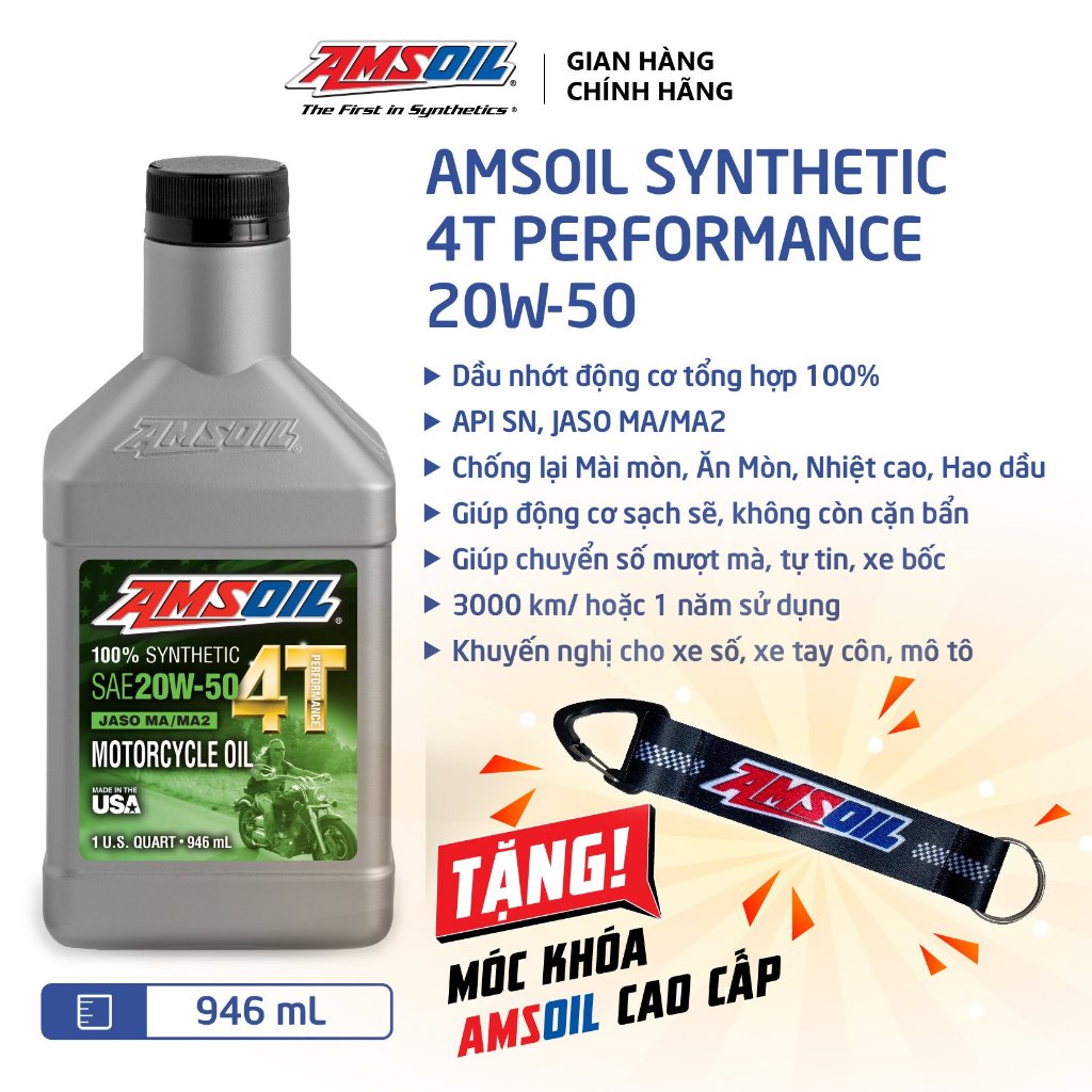 Dầu Nhớt Xe Số AMSOIL 4T Performance 20w-50 946ml (MC5QT)