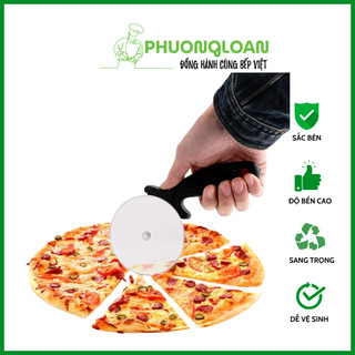 Dao cắt bánh Pizza inox cao cấp, lưỡi tròn xoay 10cm và 6.5cm