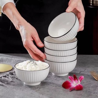 Bát ăn cơm sứ trắng viền đen phong cách Bắc Âu sứ dày dặn, cao cấp, sang trọng