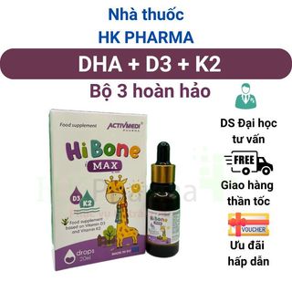 DHA kết hợp Vitamin D3K2 Hi Bone Max Chai 20ml Nhập Khẩu Châu Âu
