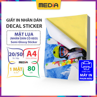 Giấy In Nhãn Dán Nhựa PP Media Mặt Lụa (Couche) A4 (21x30cm) 80um 20/50 Tờ, Decal Nhựa Vinyl Sticker