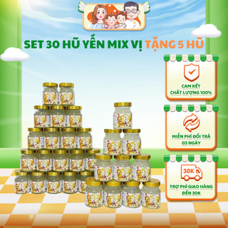  Set 30 hũ yến - 4 phân loại 35% dịch chiết tổ yến + tặng kèm 5 hũ rời và 1 gói nho  sấy khô 500g-góc nhà kem 