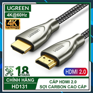 Cáp HDMI 2.0 Ugreen 50106 50107 50108 50109 50110 HD131 (Dây Carbon fibe HDMI 3D 4K@60Hz ARC HDR)
