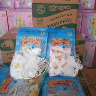 Khẩu trang 5D,trẻ từ 0_3 tuổi, kháng khuẩn, thùng 100 chiếc, dùng 1 lần, thịnh phát