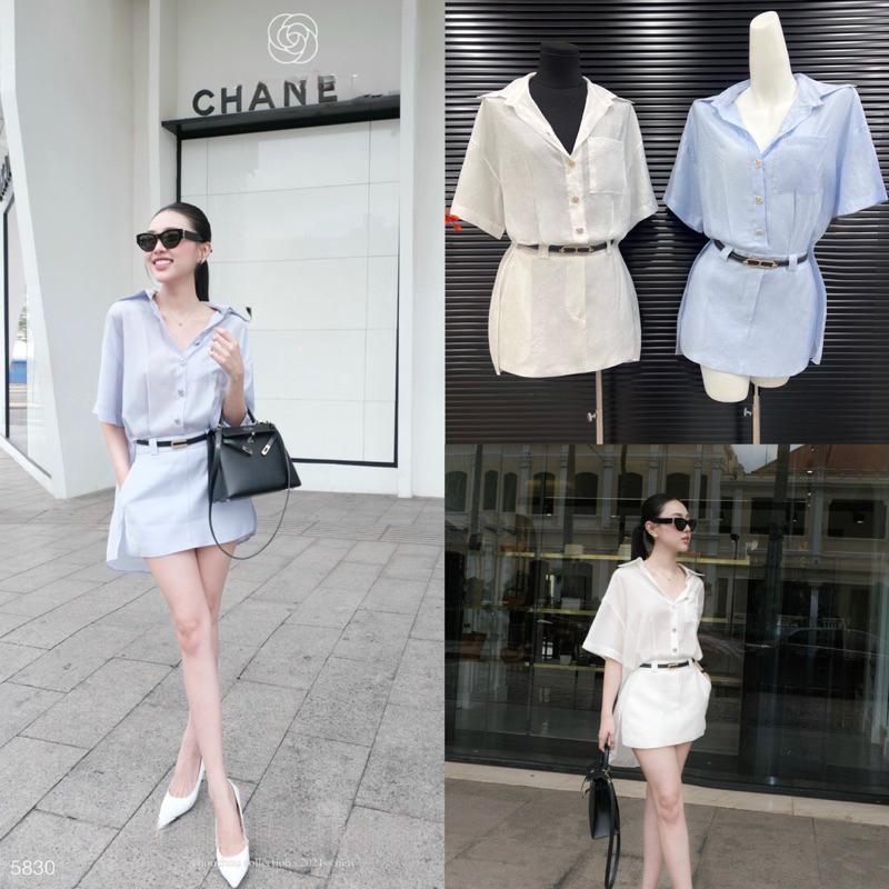 👗ĐẦM SUÔNG SƠMI KÈM BELT <ảnh thật ở cuối>