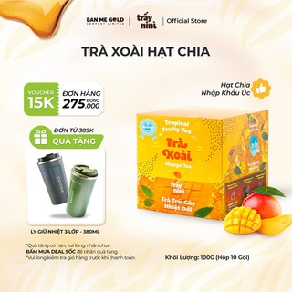 Trà Xoài Hạt Chia Thanh Nhiệt - Hộp 100g (10 Gói) - Trà Trái Cây Nhiệt Đới Detox Ít Đường Ban Me Gold - Trấy Ni Nì