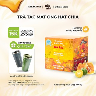 Trà Tắc Mật Ong Hạt Chia Thanh Nhiệt - Hộp 100g (10 Gói)  Trà Trái Cây Nhiệt Đới Detox Ít Đường Ban Me Gold - Trấy Ni Nì